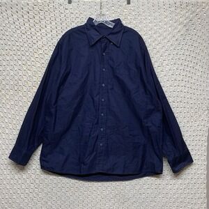Proper Cloth‎ Dress Shirt Mens XL Navy Blue Button Down Relaxed Fit Long Sleeve